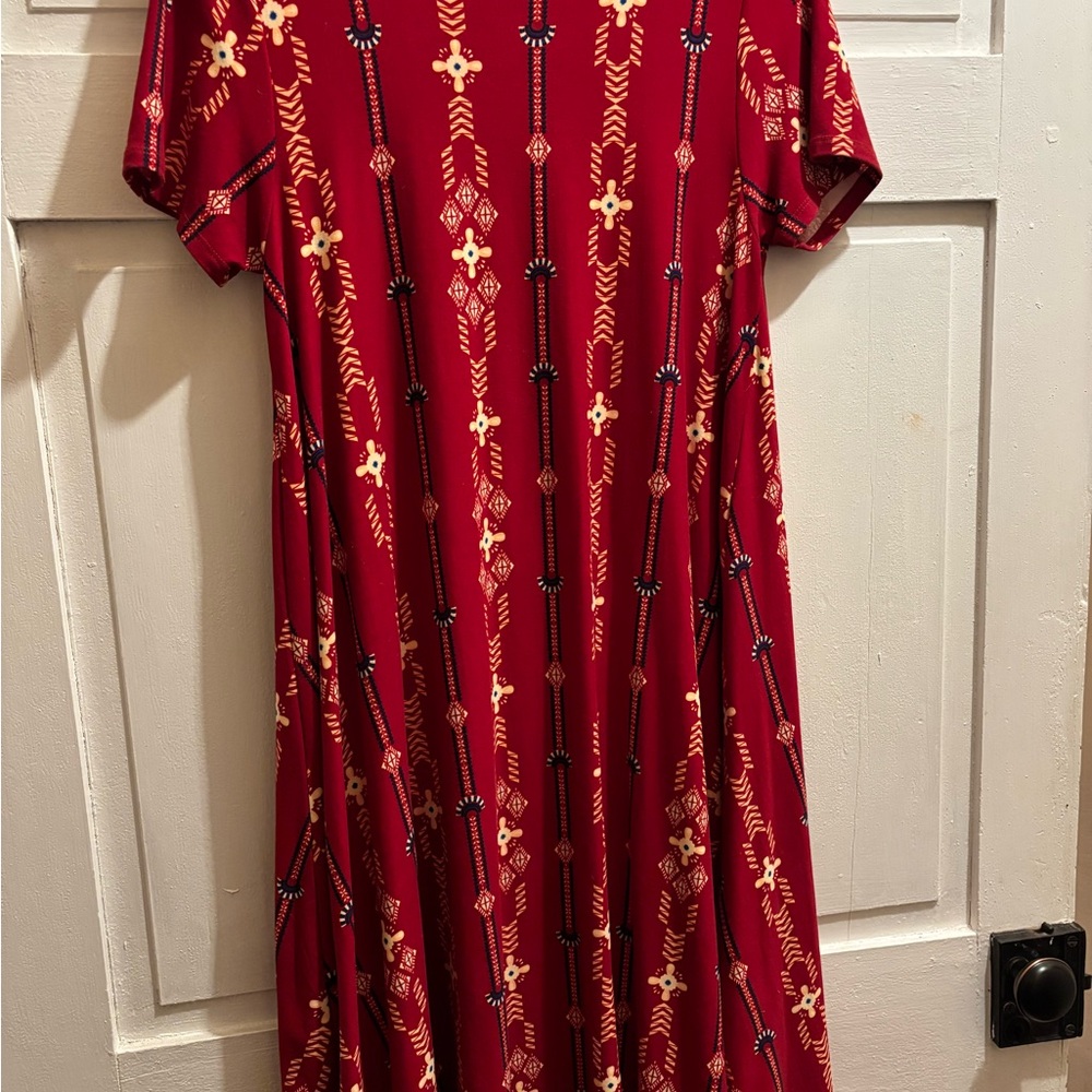 LulaRoe Red Patterned Dress